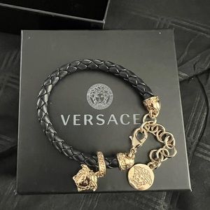 Versace Braided Leather Medusa Bracelet